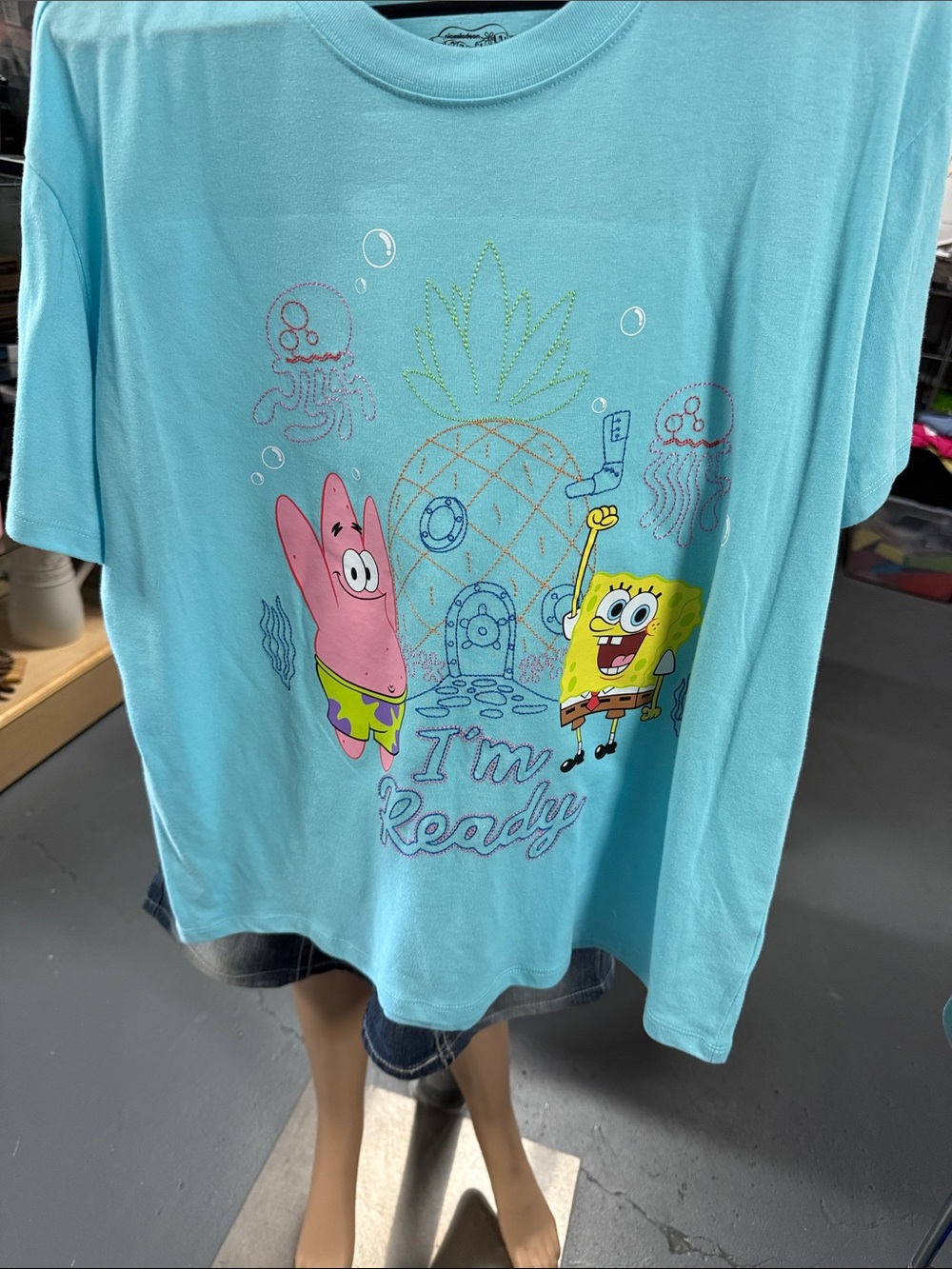 SpongeBob SquarePants Aqua Kids "I'm Ready" Graphic Tee with Patrick